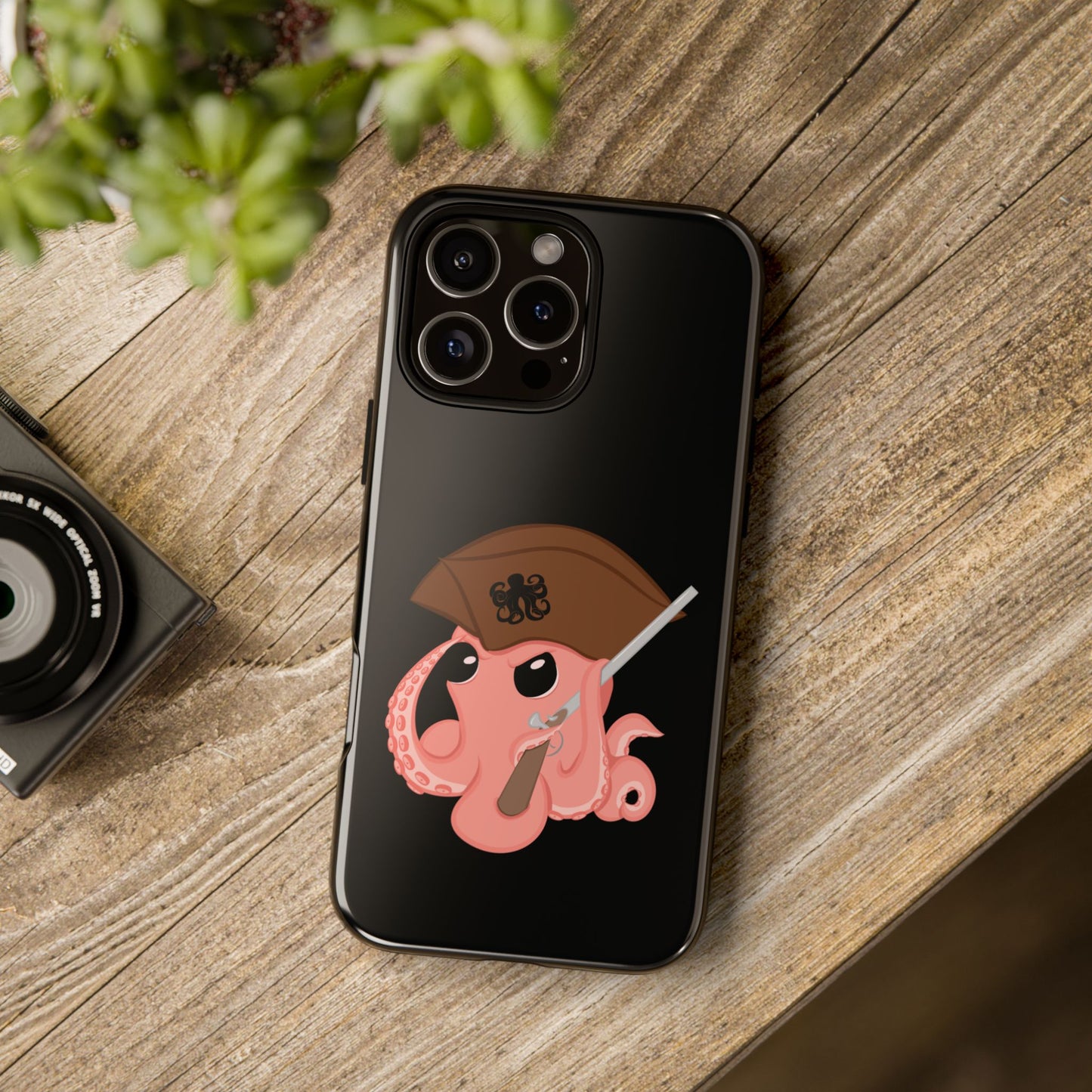 Phone case featuring a cartoon pirate themed original mascot design by the Octopus Revolution.