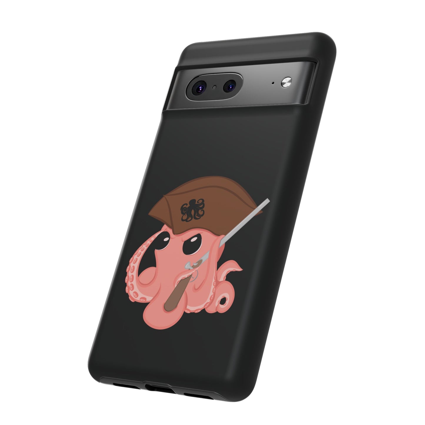 Phone case featuring a cartoon pirate themed original mascot design by the Octopus Revolution.