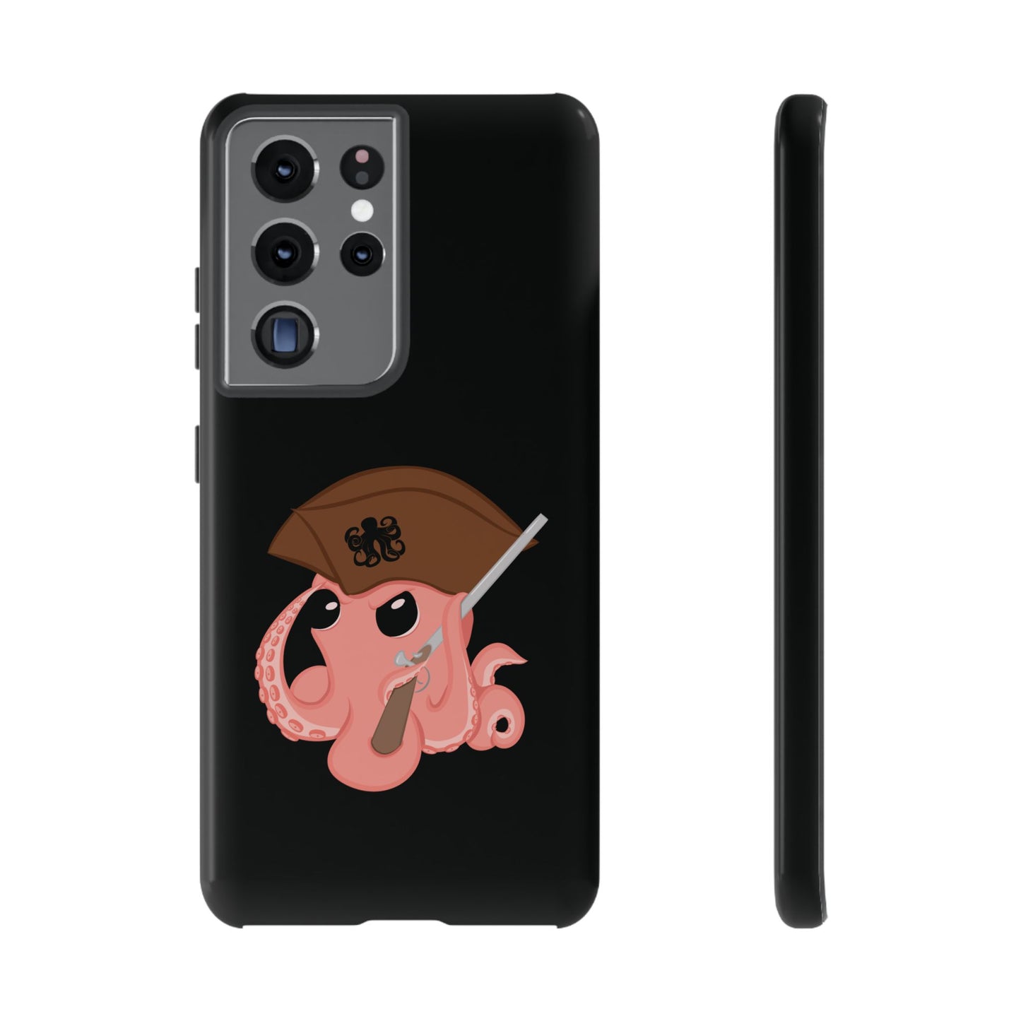 Phone case featuring a cartoon pirate themed original mascot design by the Octopus Revolution.