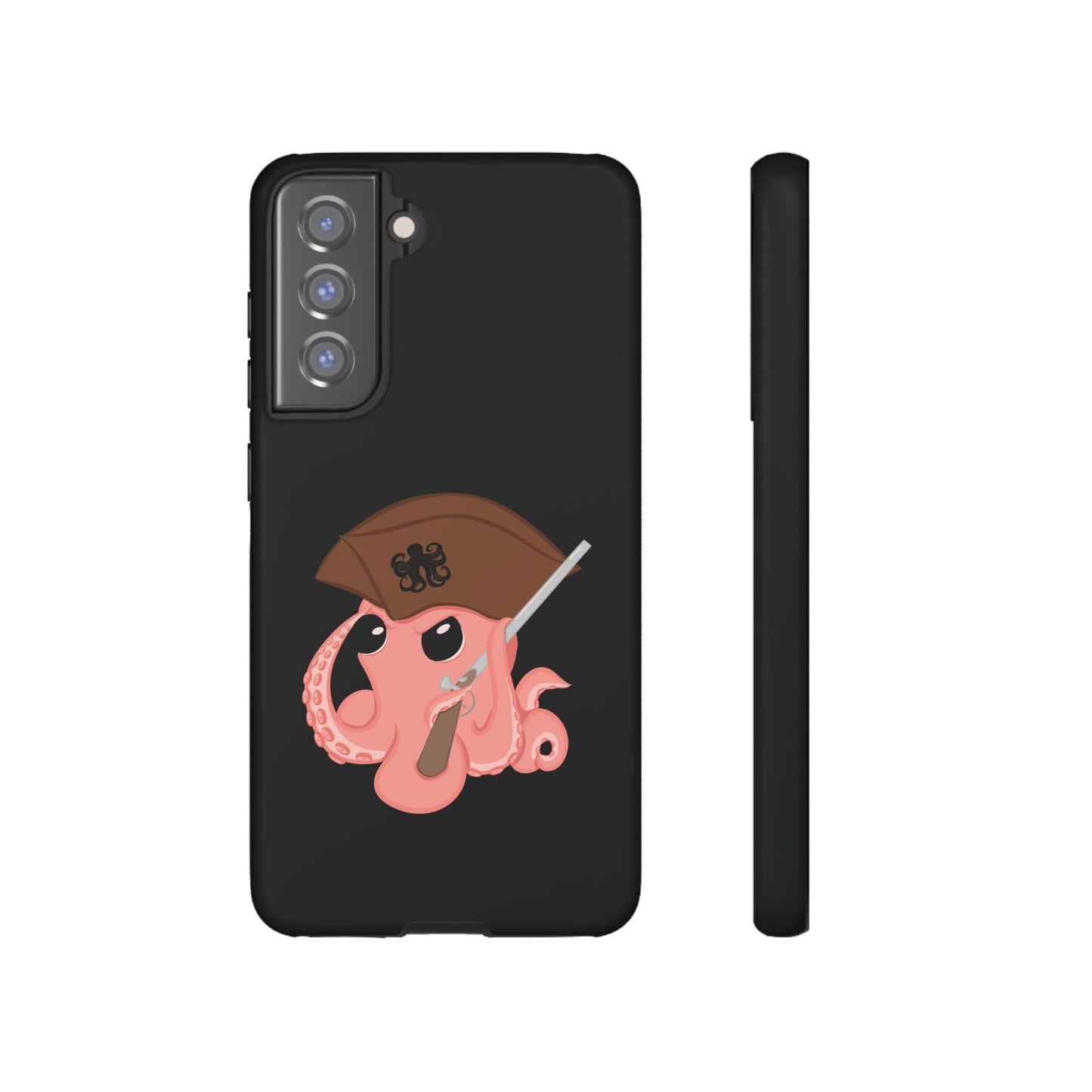Phone case featuring a cartoon pirate themed original mascot design by the Octopus Revolution.
