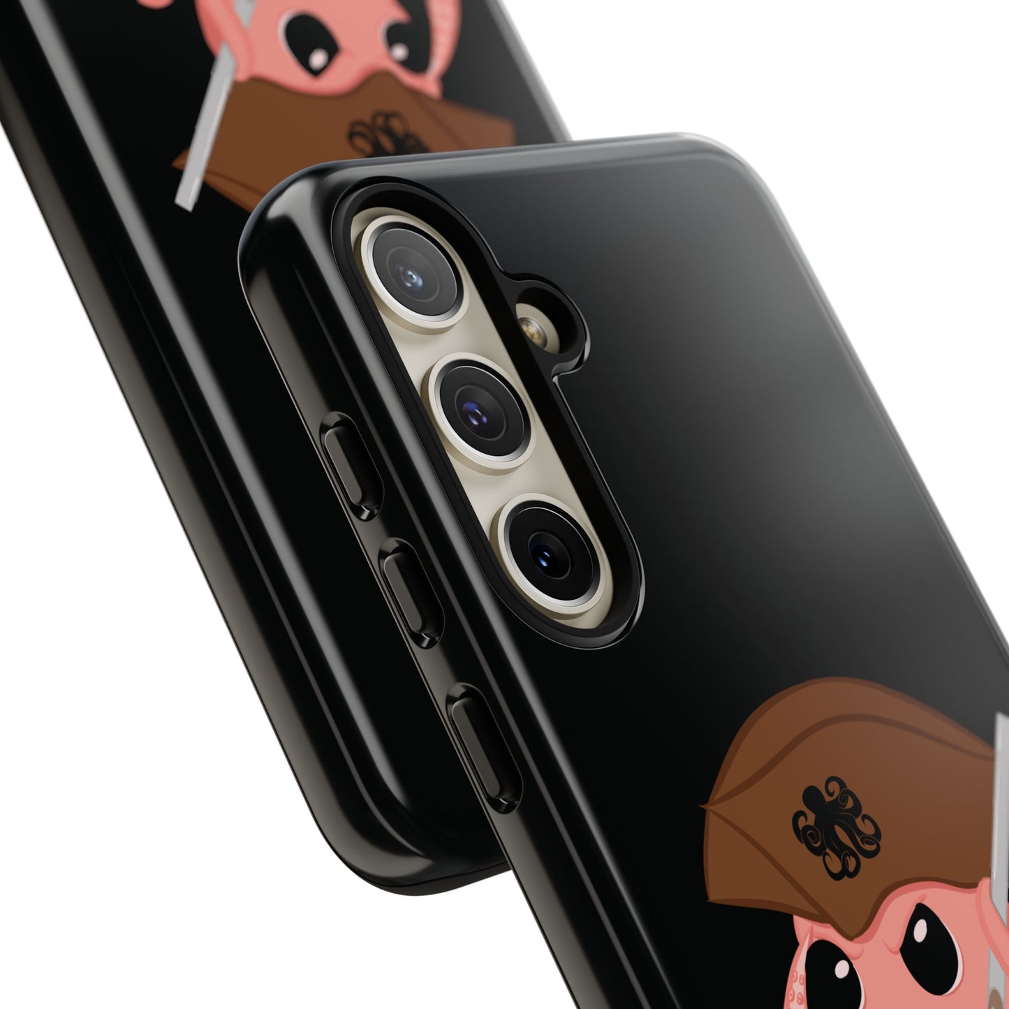 Phone case featuring a cartoon pirate themed original mascot design by the Octopus Revolution.