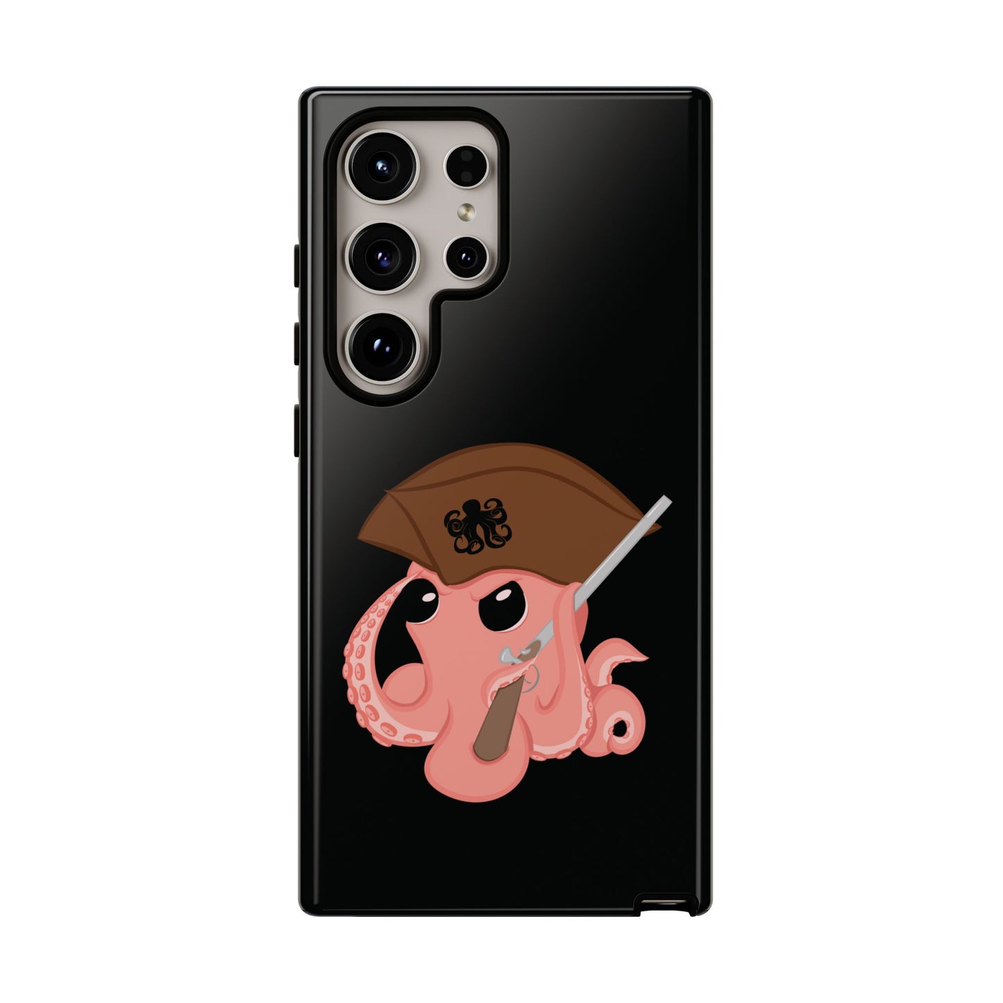 Phone case featuring a cartoon pirate themed original mascot design by the Octopus Revolution.