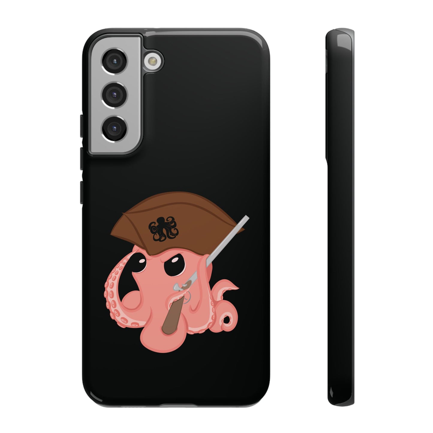 Phone case featuring a cartoon pirate themed original mascot design by the Octopus Revolution.