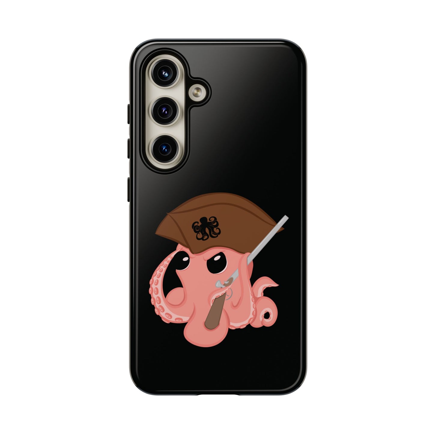 Phone case featuring a cartoon pirate themed original mascot design by the Octopus Revolution.