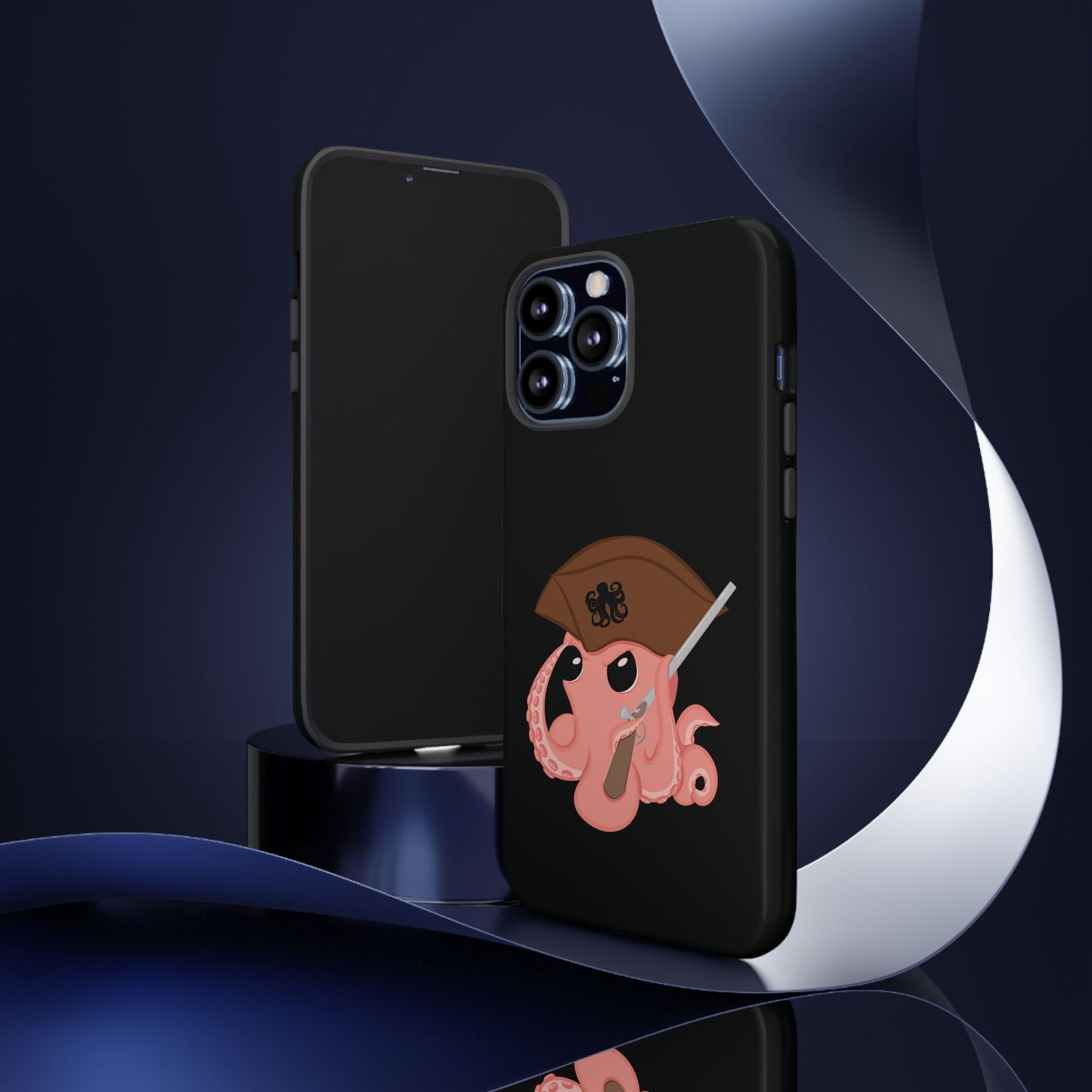 Phone case featuring a cartoon pirate themed original mascot design by the Octopus Revolution.