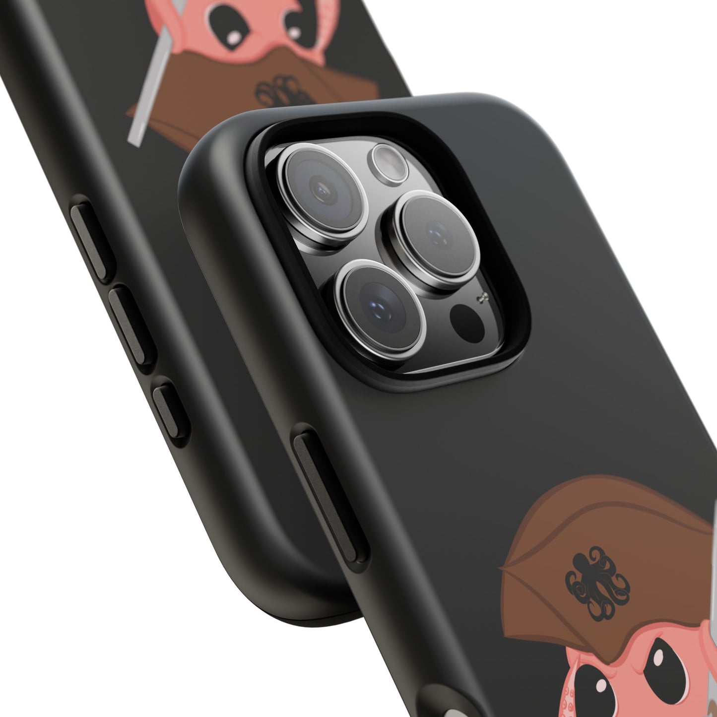 Phone case featuring a cartoon pirate themed original mascot design by the Octopus Revolution.