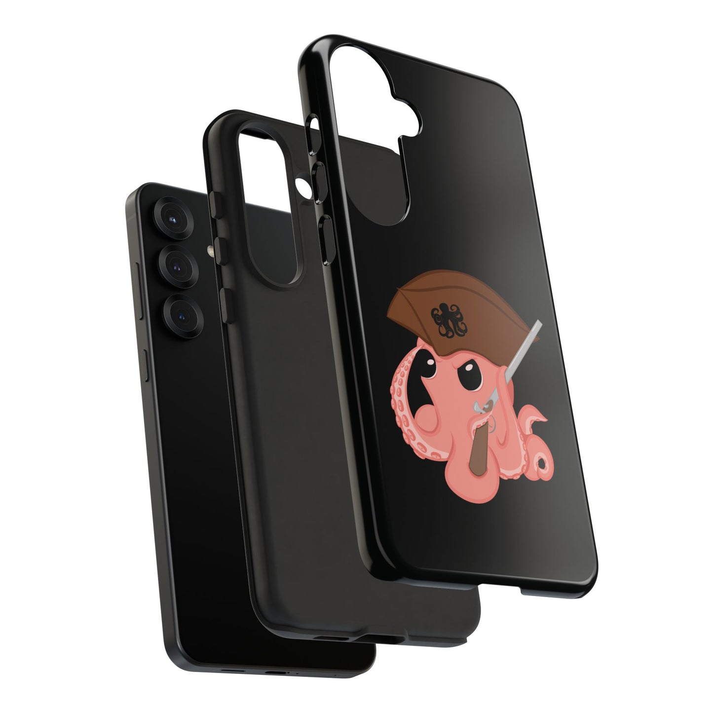 Phone case featuring a cartoon pirate themed original mascot design by the Octopus Revolution.