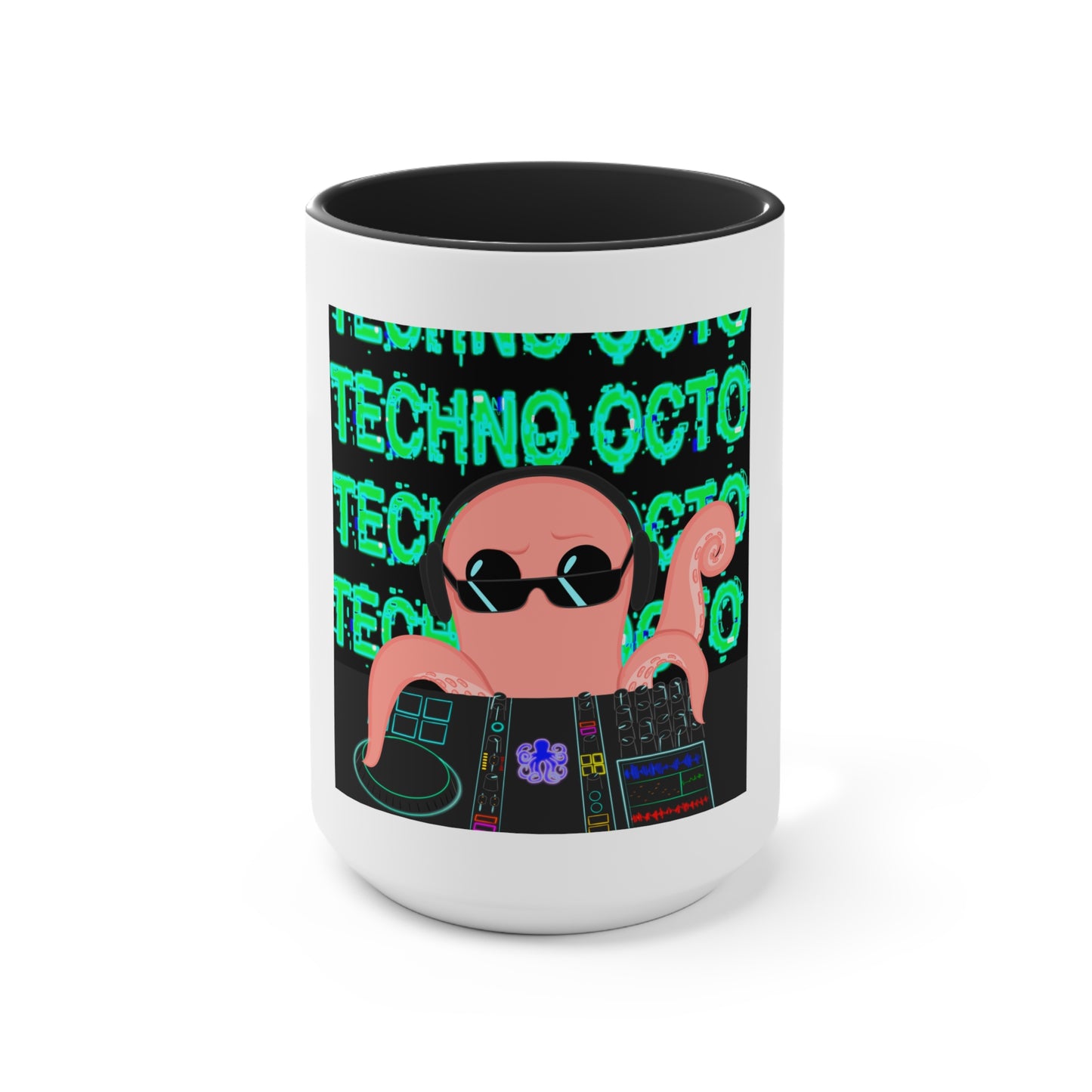 Mug featuring the Techno Octo design by the Octopus Revolution.