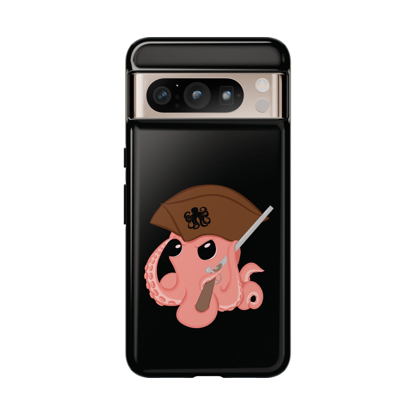 Phone case featuring a cartoon pirate themed original mascot design by the Octopus Revolution.