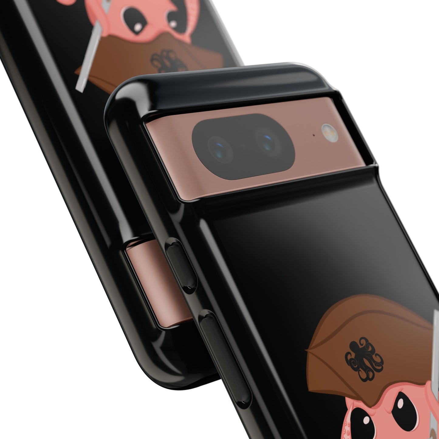 Phone case featuring a cartoon pirate themed original mascot design by the Octopus Revolution.