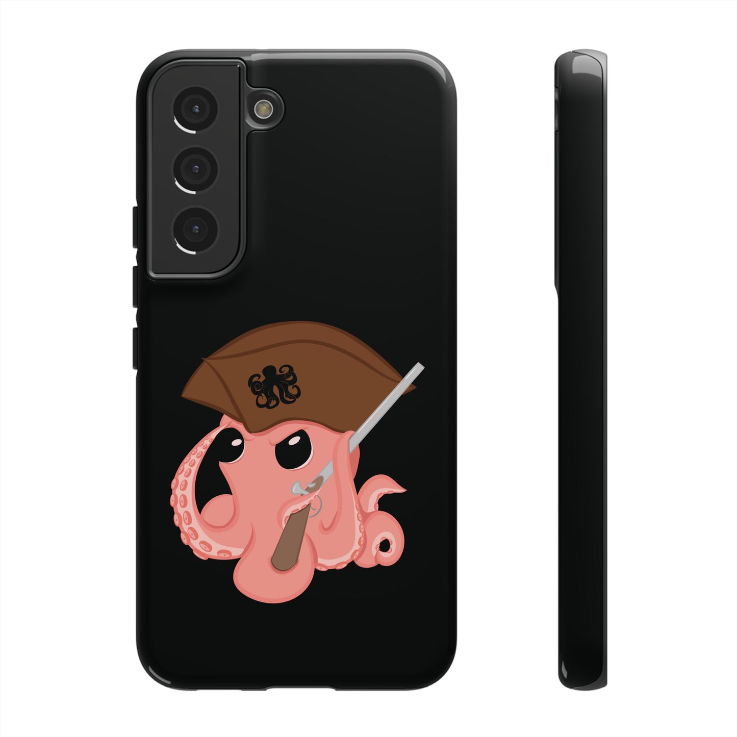 Phone case featuring a cartoon pirate themed original mascot design by the Octopus Revolution.