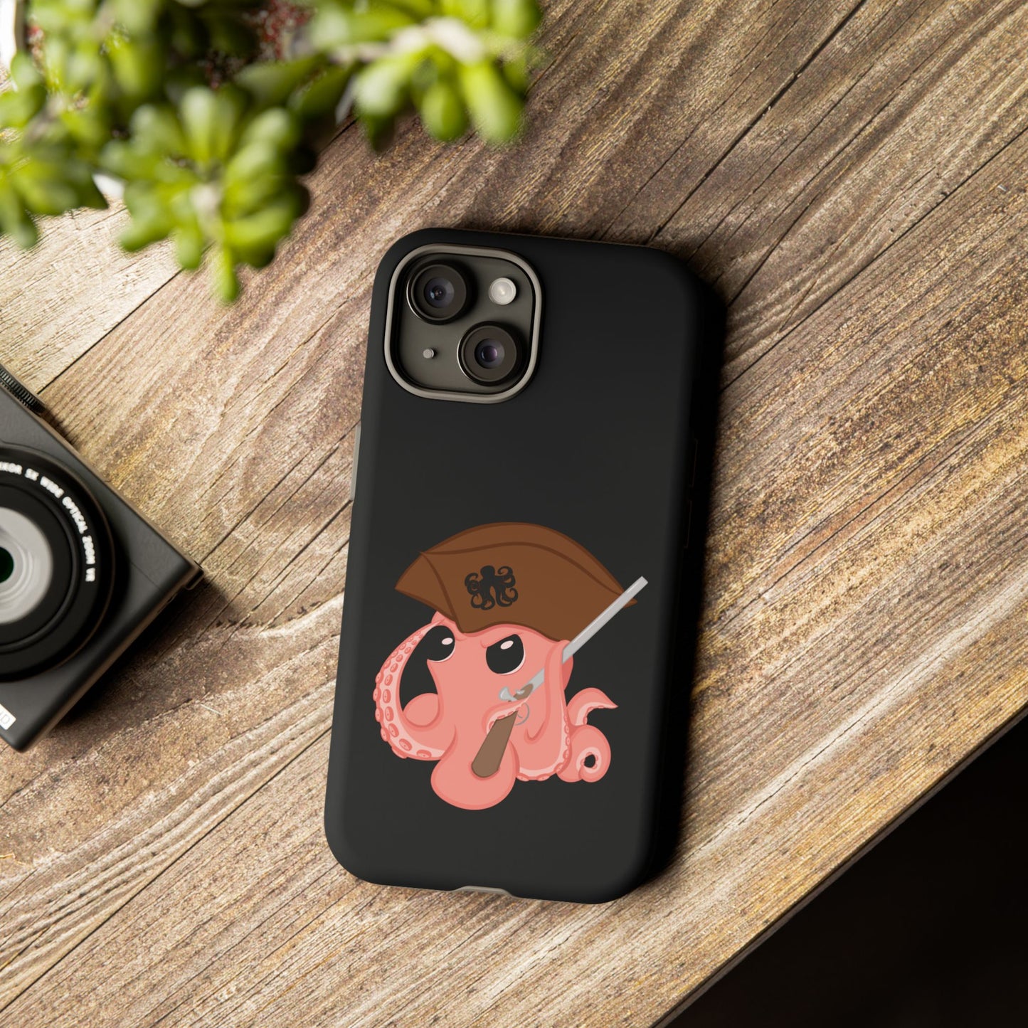 Phone case featuring a cartoon pirate themed original mascot design by the Octopus Revolution.