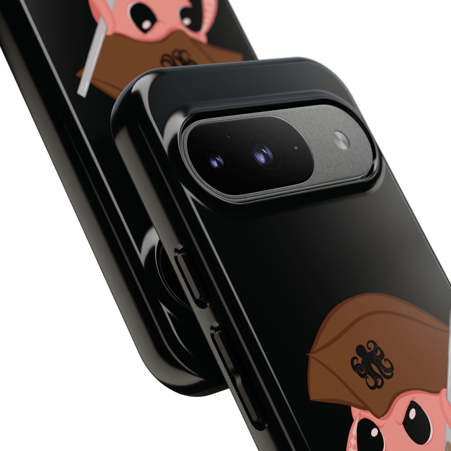 Phone case featuring a cartoon pirate themed original mascot design by the Octopus Revolution.