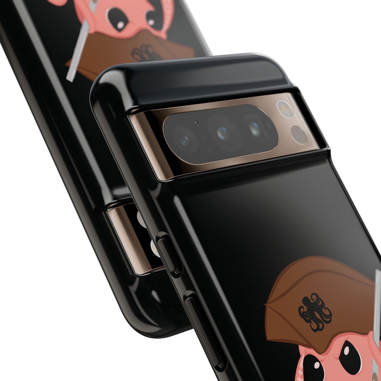 Phone case featuring a cartoon pirate themed original mascot design by the Octopus Revolution.