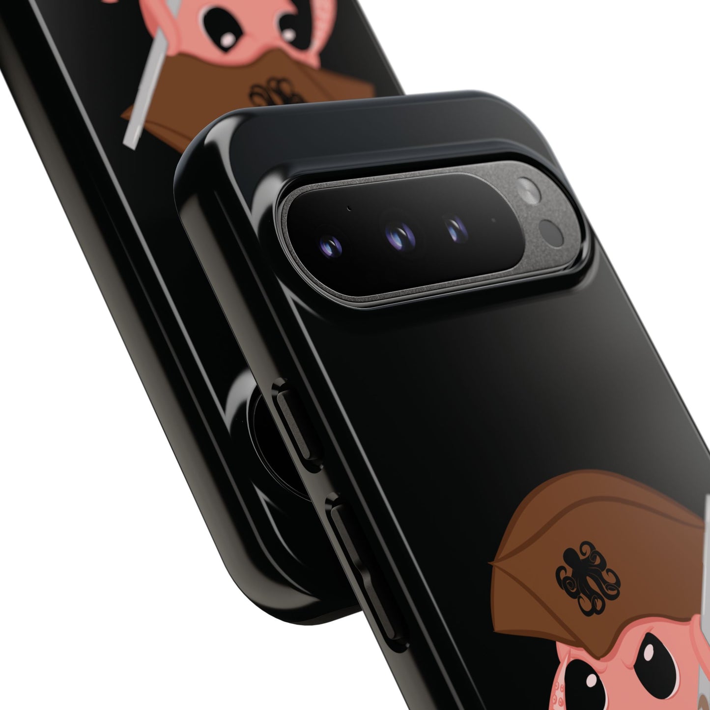 Phone case featuring a cartoon pirate themed original mascot design by the Octopus Revolution.
