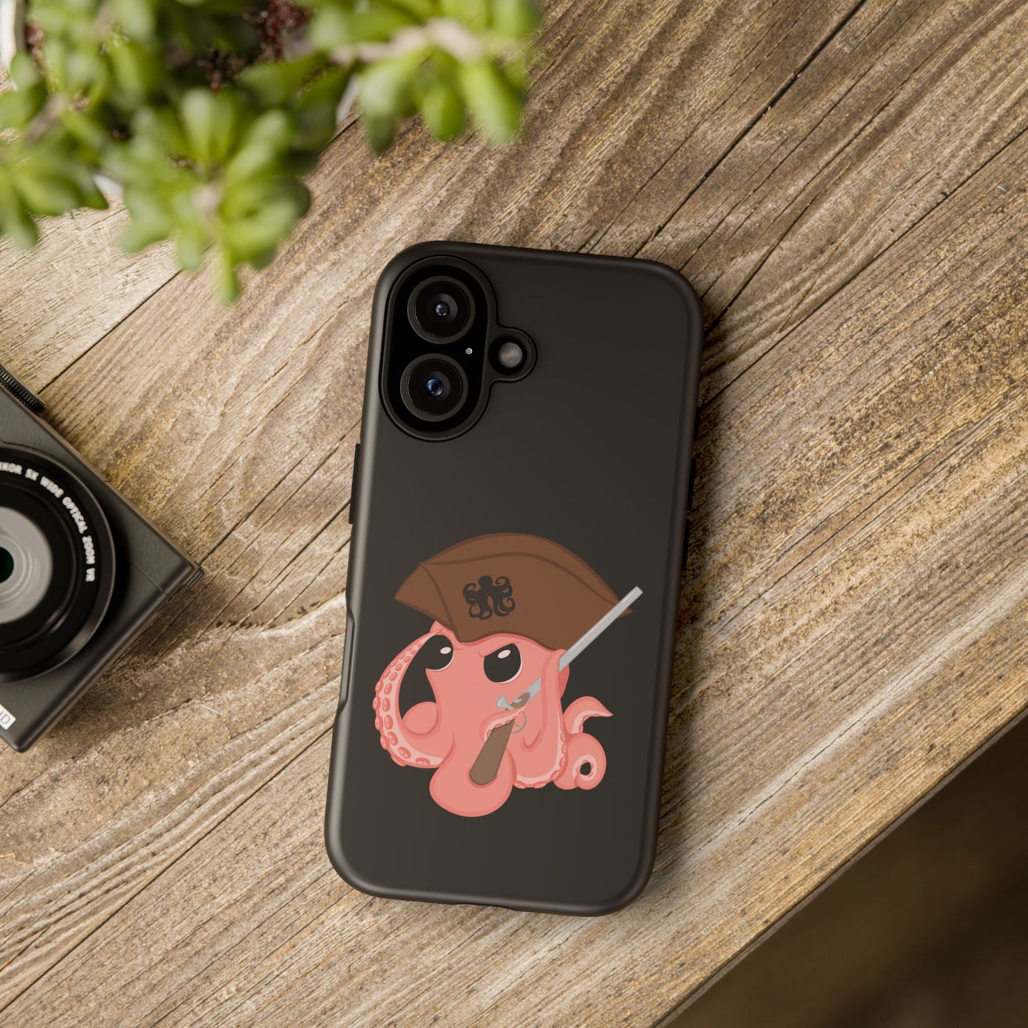 Phone case featuring a cartoon pirate themed original mascot design by the Octopus Revolution.