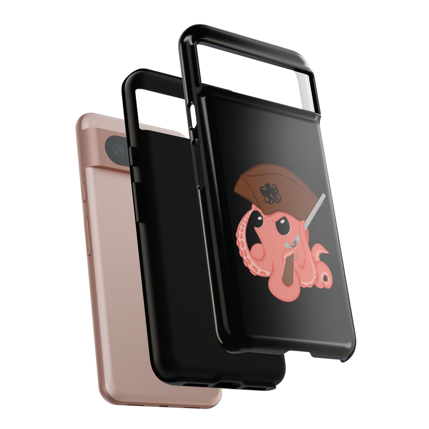 Phone case featuring a cartoon pirate themed original mascot design by the Octopus Revolution.