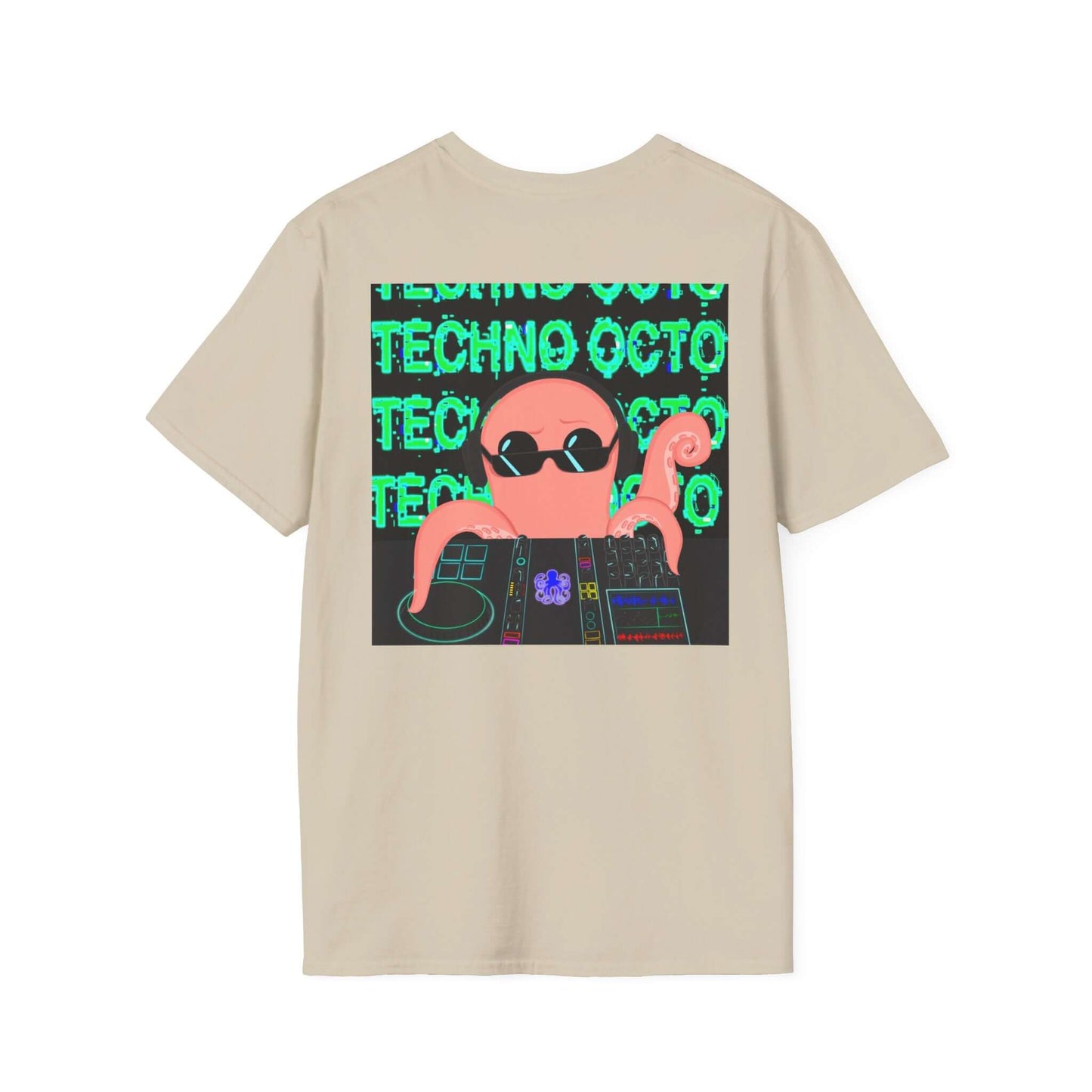 Tshirt featuring the Techno Octo design by the Octopus revolution