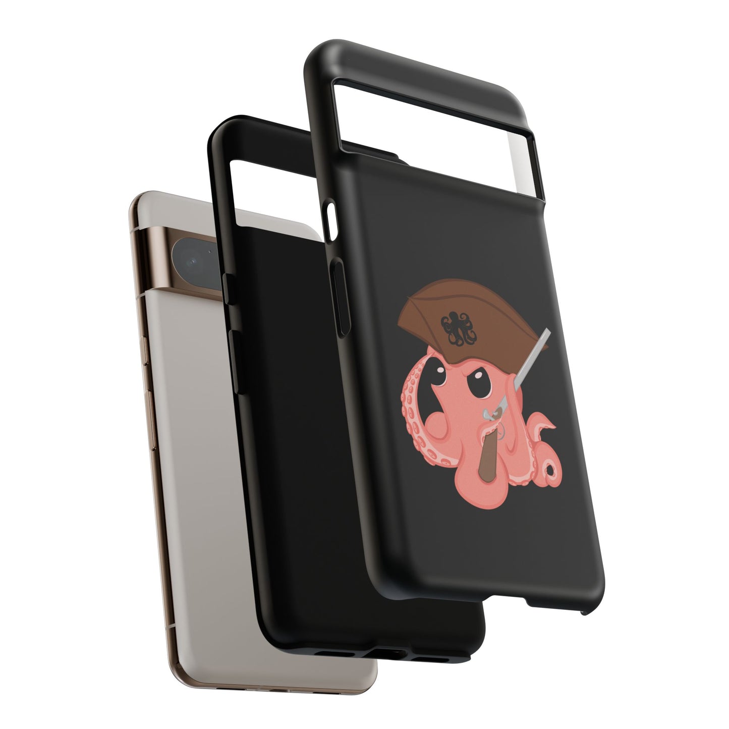 Phone case featuring a cartoon pirate themed original mascot design by the Octopus Revolution.