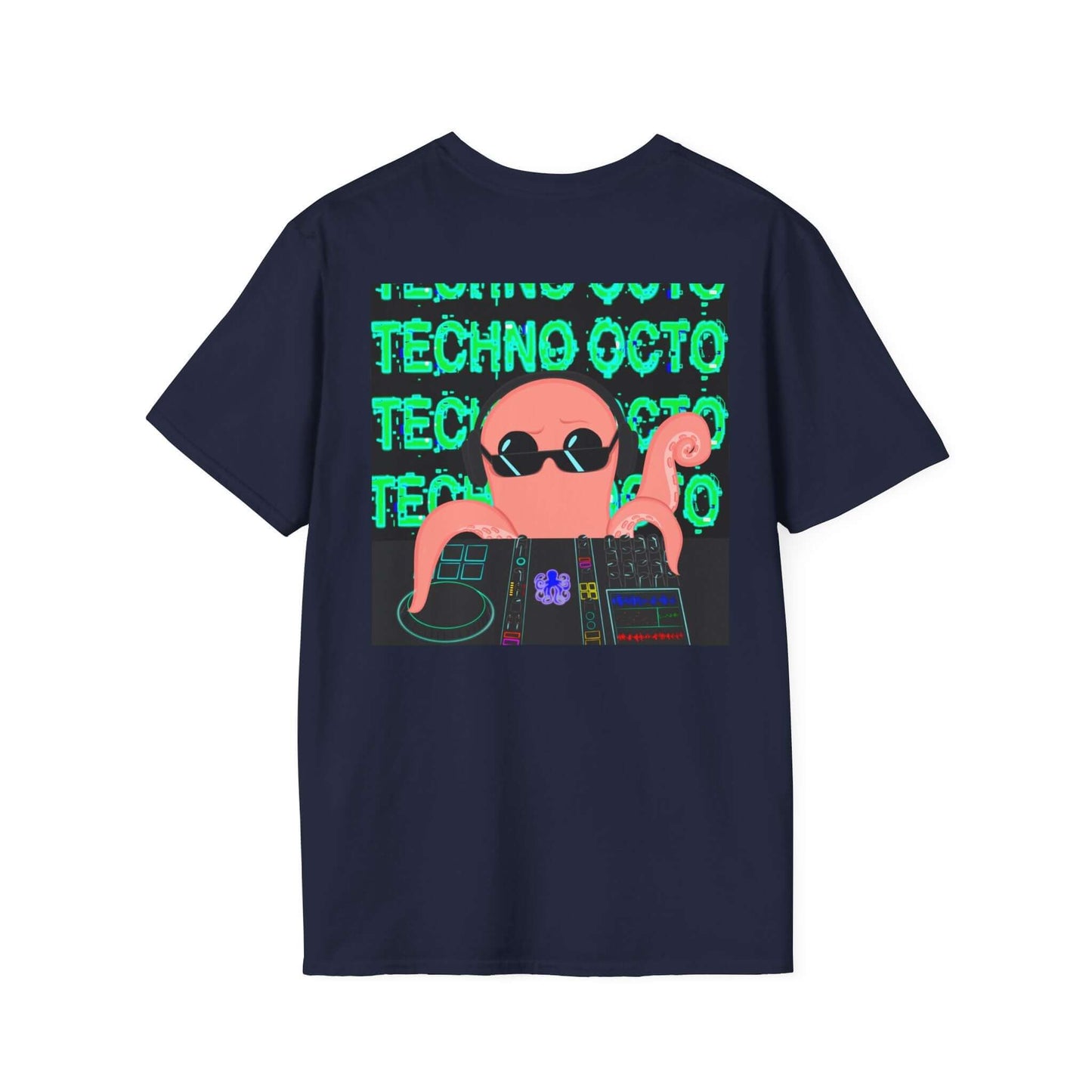 Tshirt featuring the Techno Octo design by the Octopus revolution