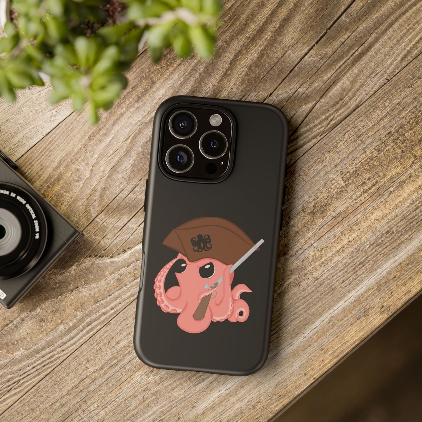 Phone case featuring a cartoon pirate themed original mascot design by the Octopus Revolution.
