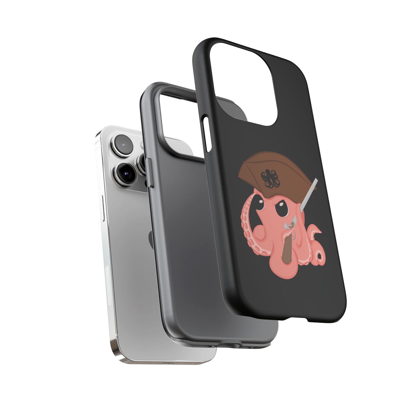 Phone case featuring a cartoon pirate themed original mascot design by the Octopus Revolution.