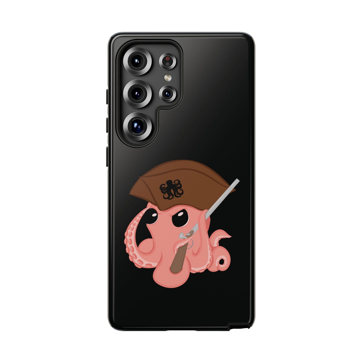 Phone case featuring a cartoon pirate themed original mascot design by the Octopus Revolution.