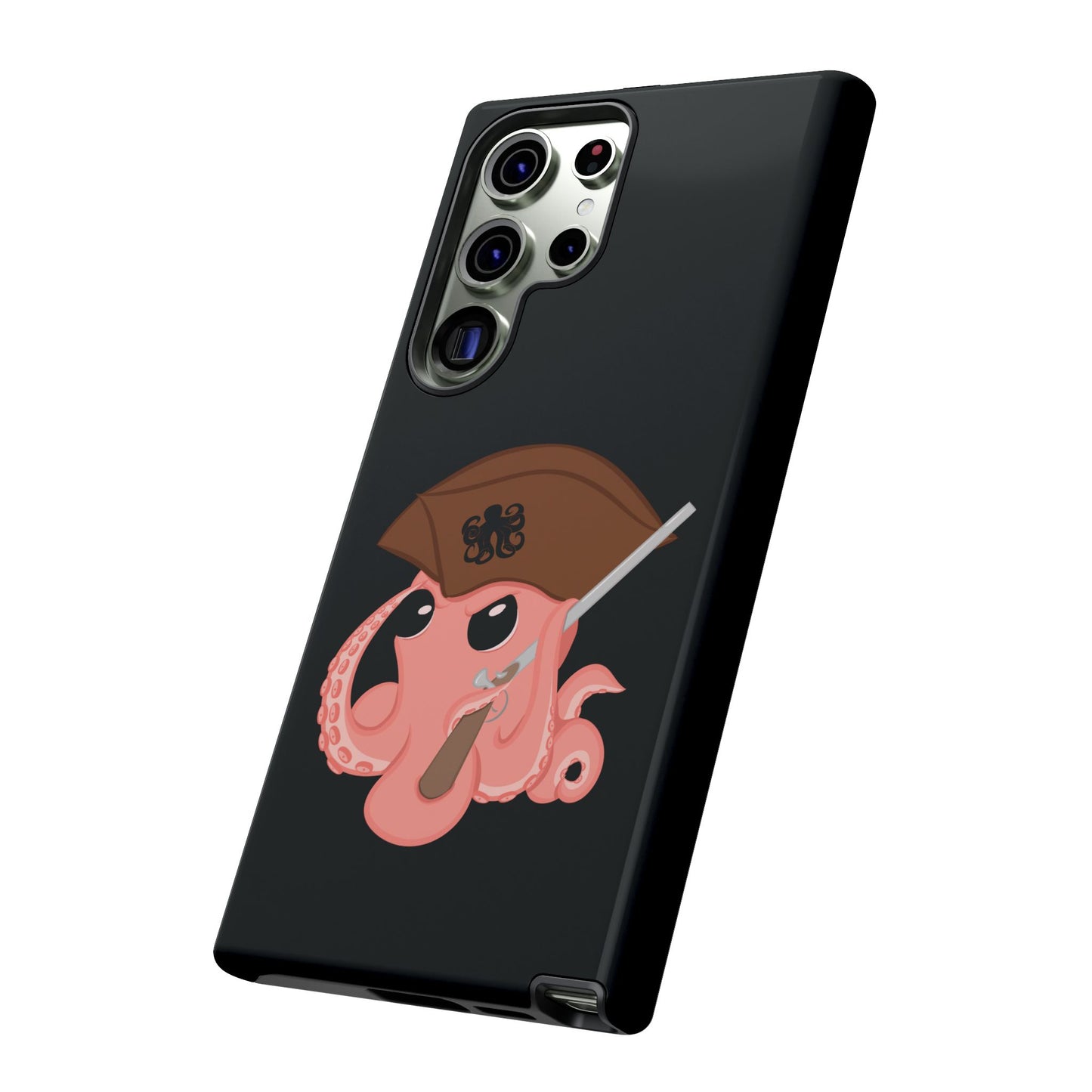 Phone case featuring a cartoon pirate themed original mascot design by the Octopus Revolution.