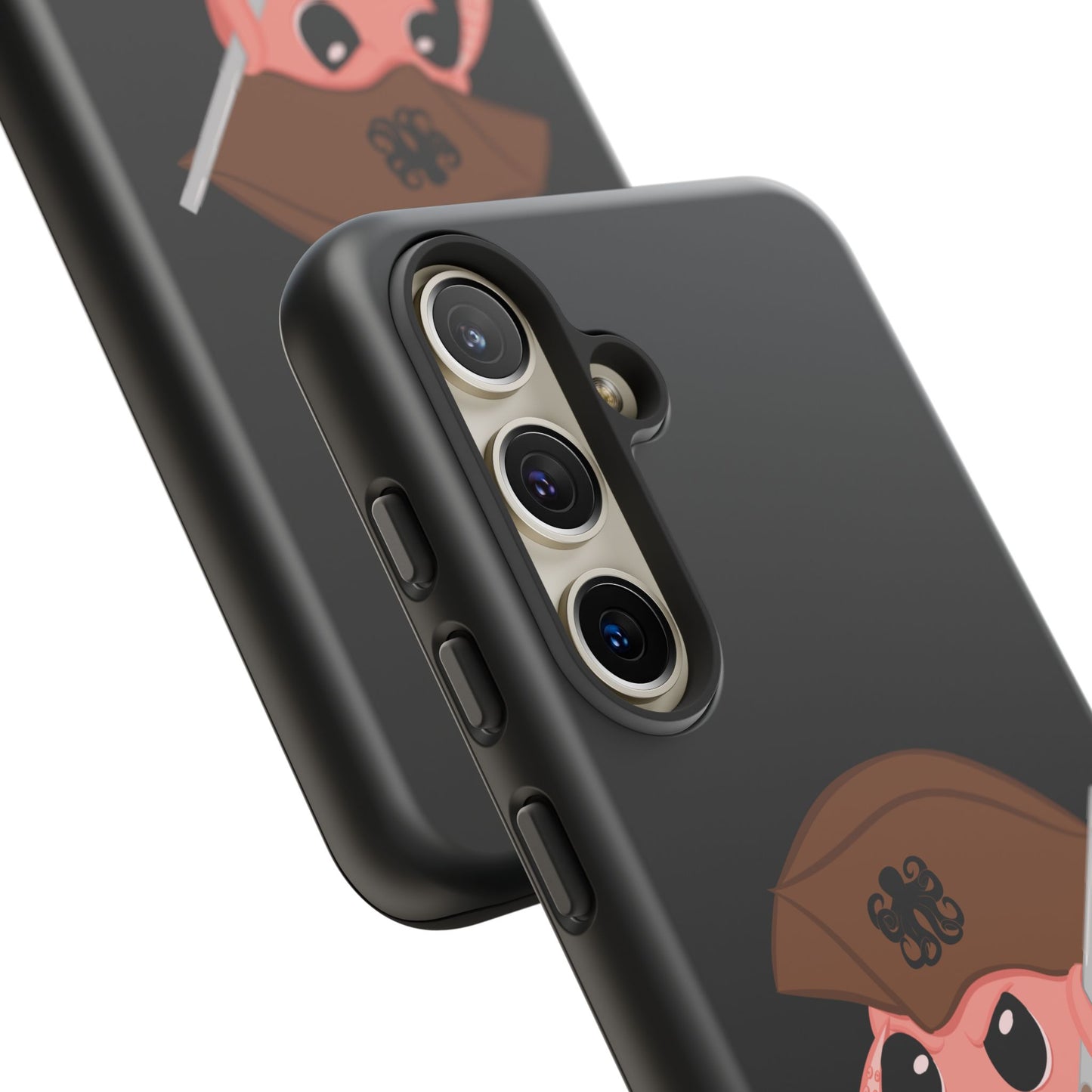 Phone case featuring a cartoon pirate themed original mascot design by the Octopus Revolution.