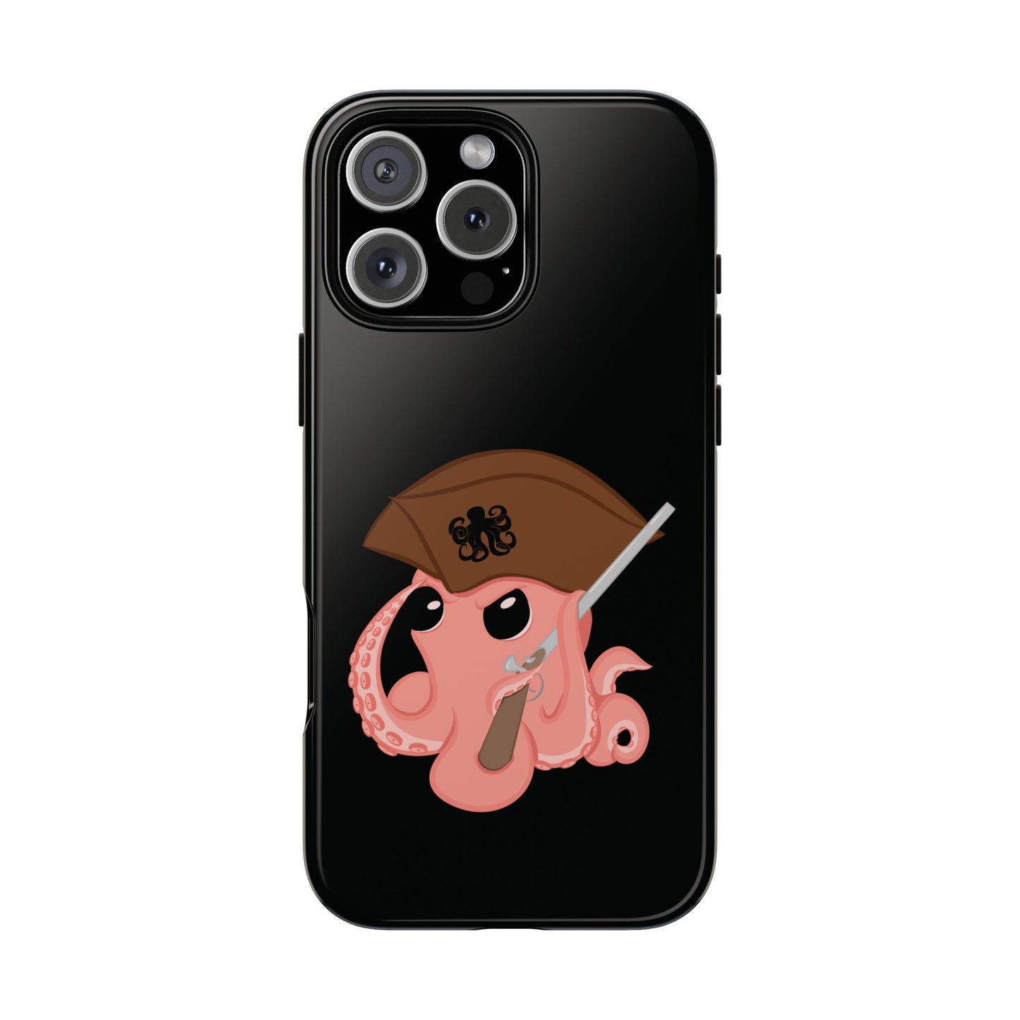 Phone case featuring a cartoon pirate themed original mascot design by the Octopus Revolution.