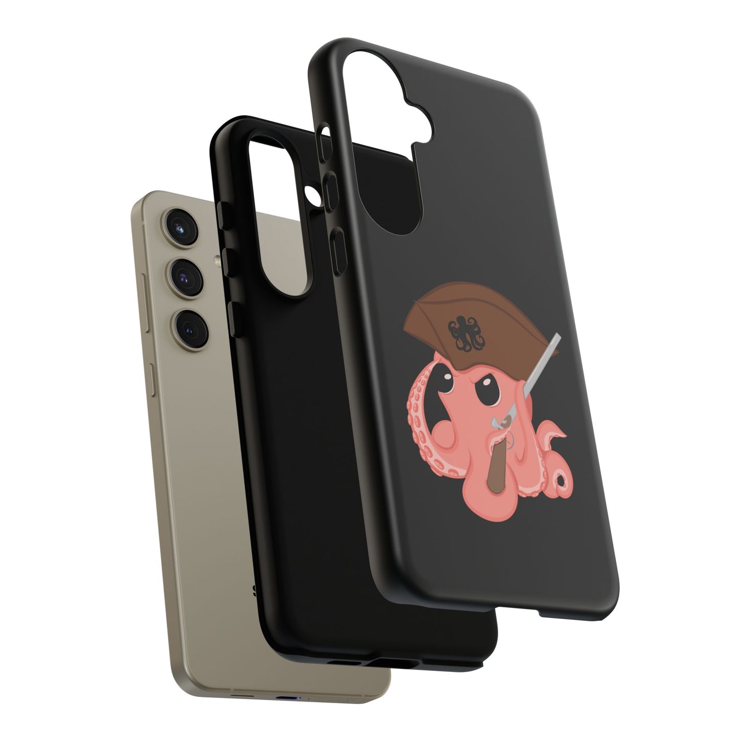Phone case featuring a cartoon pirate themed original mascot design by the Octopus Revolution.