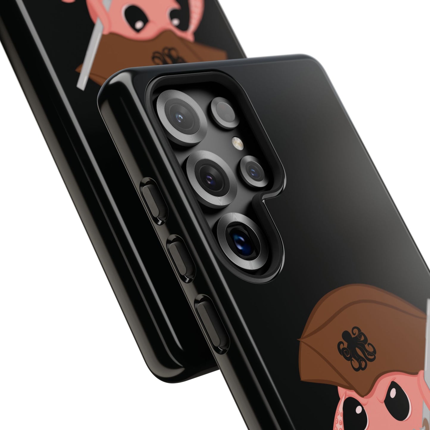Phone case featuring a cartoon pirate themed original mascot design by the Octopus Revolution.
