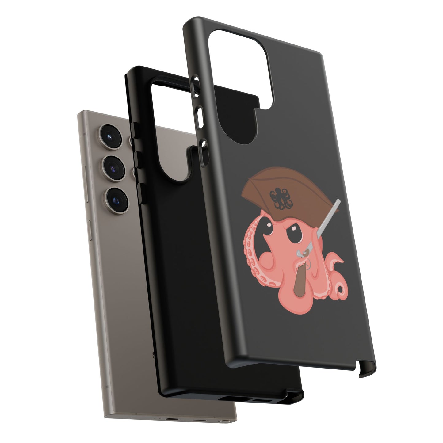 Phone case featuring a cartoon pirate themed original mascot design by the Octopus Revolution.