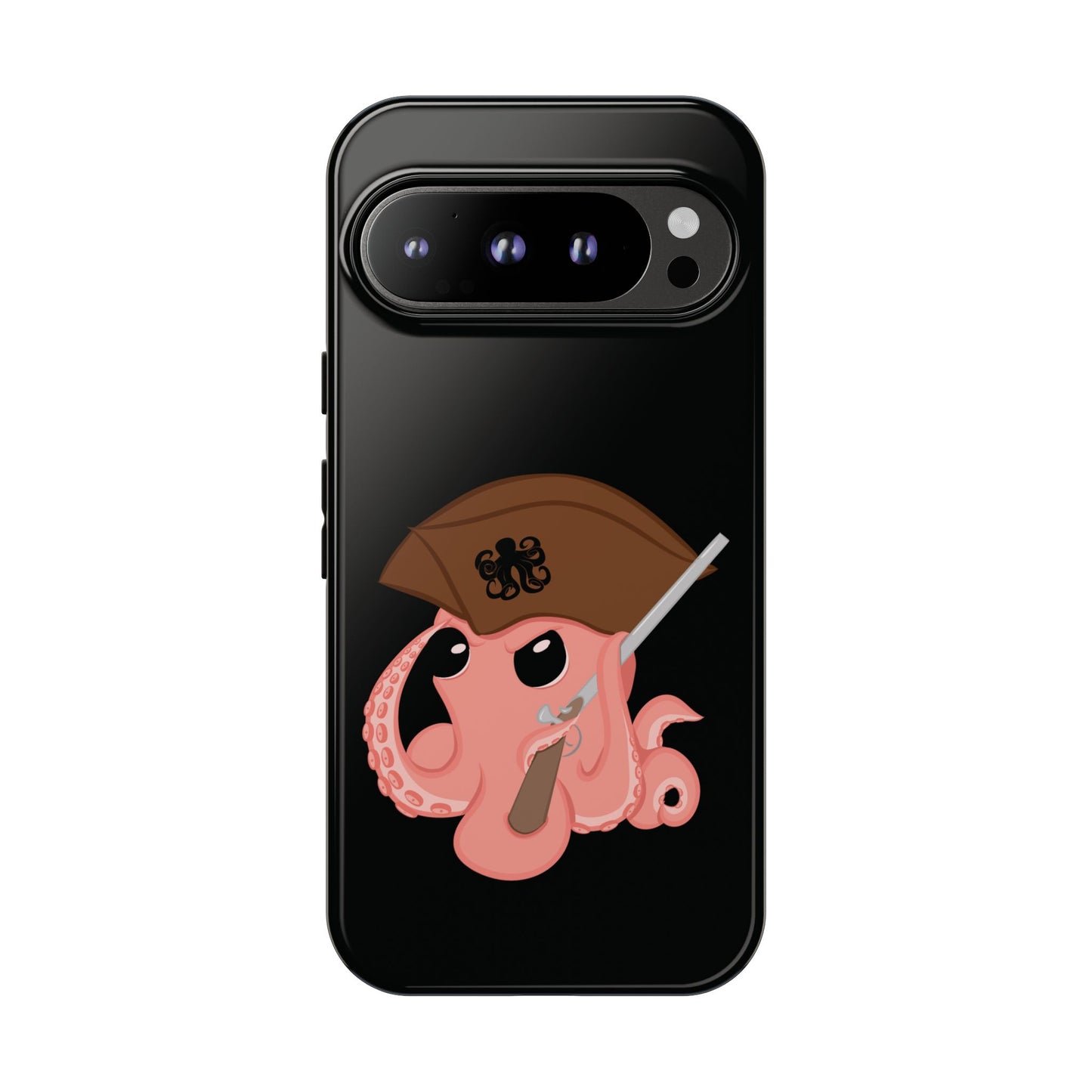 Phone case featuring a cartoon pirate themed original mascot design by the Octopus Revolution.