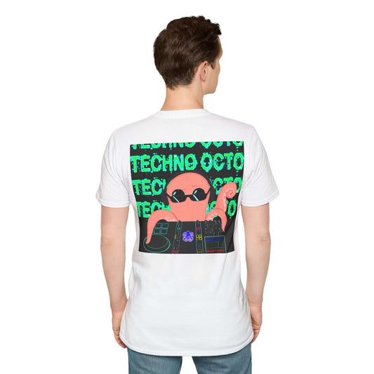 Tshirt featuring the Techno Octo design by the Octopus revolution