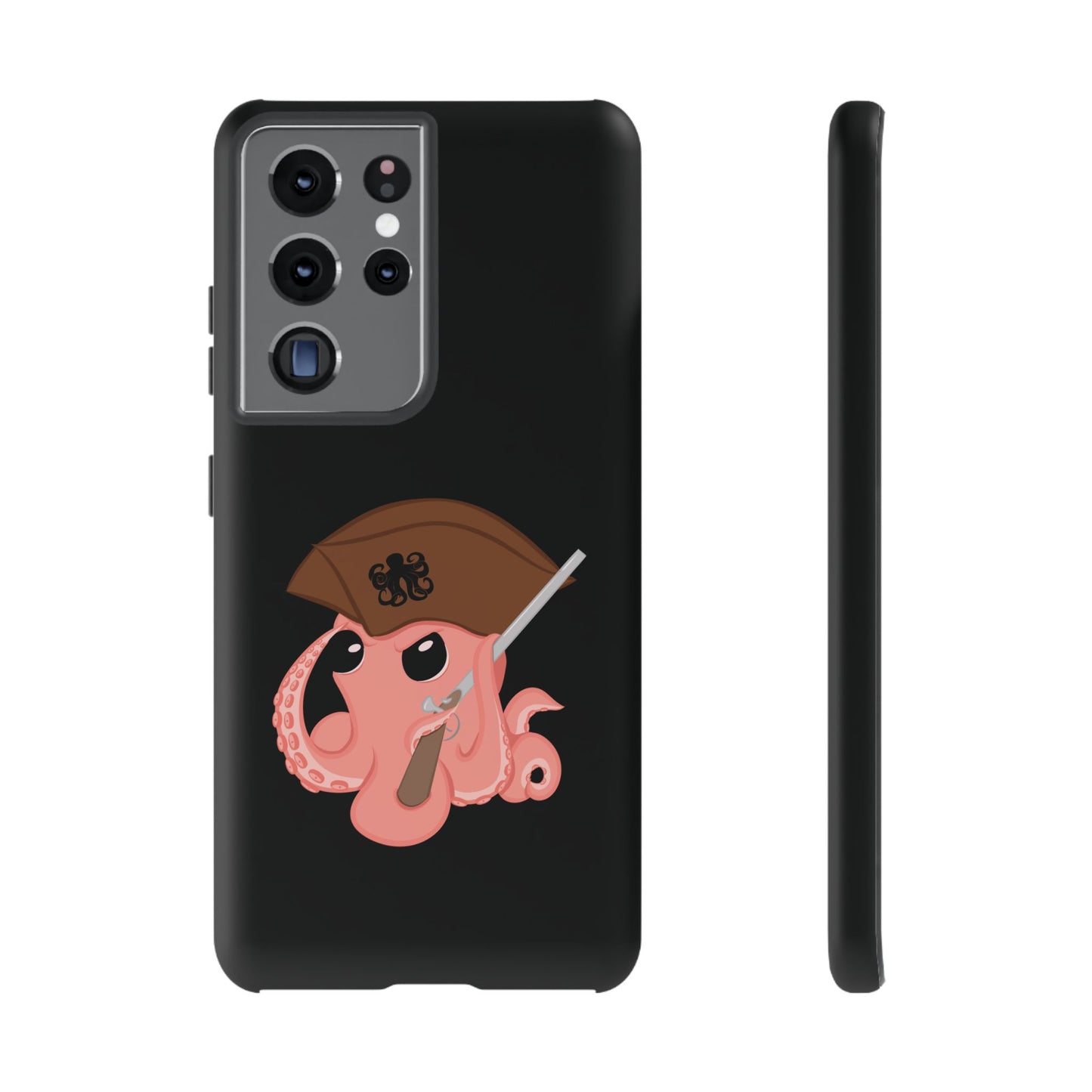 Phone case featuring a cartoon pirate themed original mascot design by the Octopus Revolution.