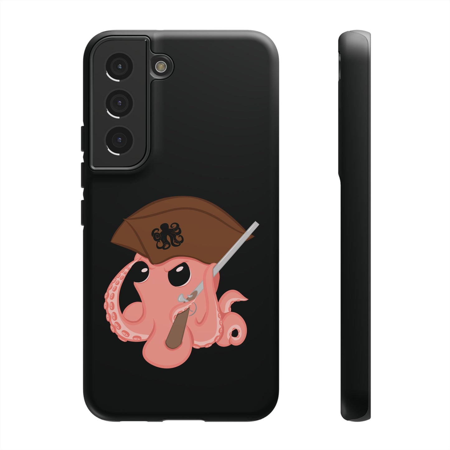 Phone case featuring a cartoon pirate themed original mascot design by the Octopus Revolution.