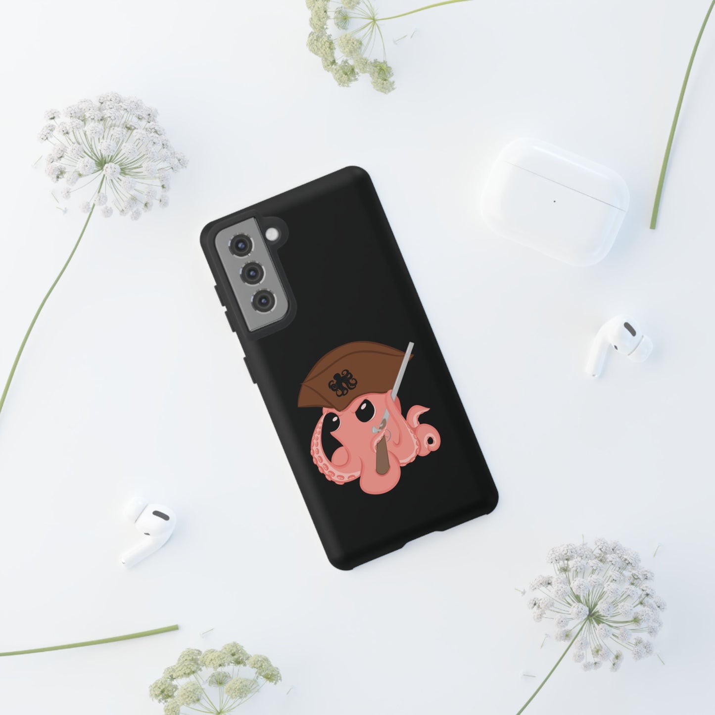 Phone case featuring a cartoon pirate themed original mascot design by the Octopus Revolution.