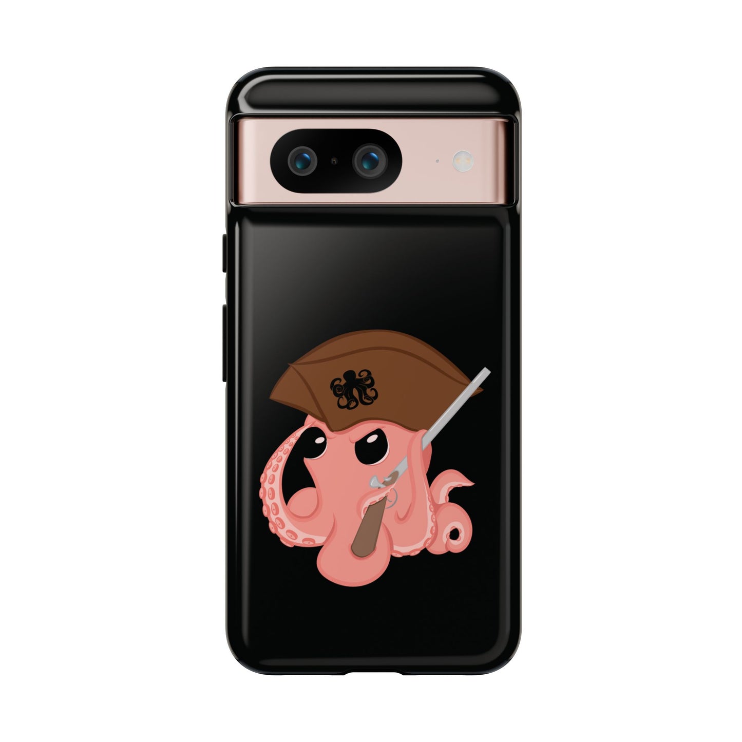 Phone case featuring a cartoon pirate themed original mascot design by the Octopus Revolution.