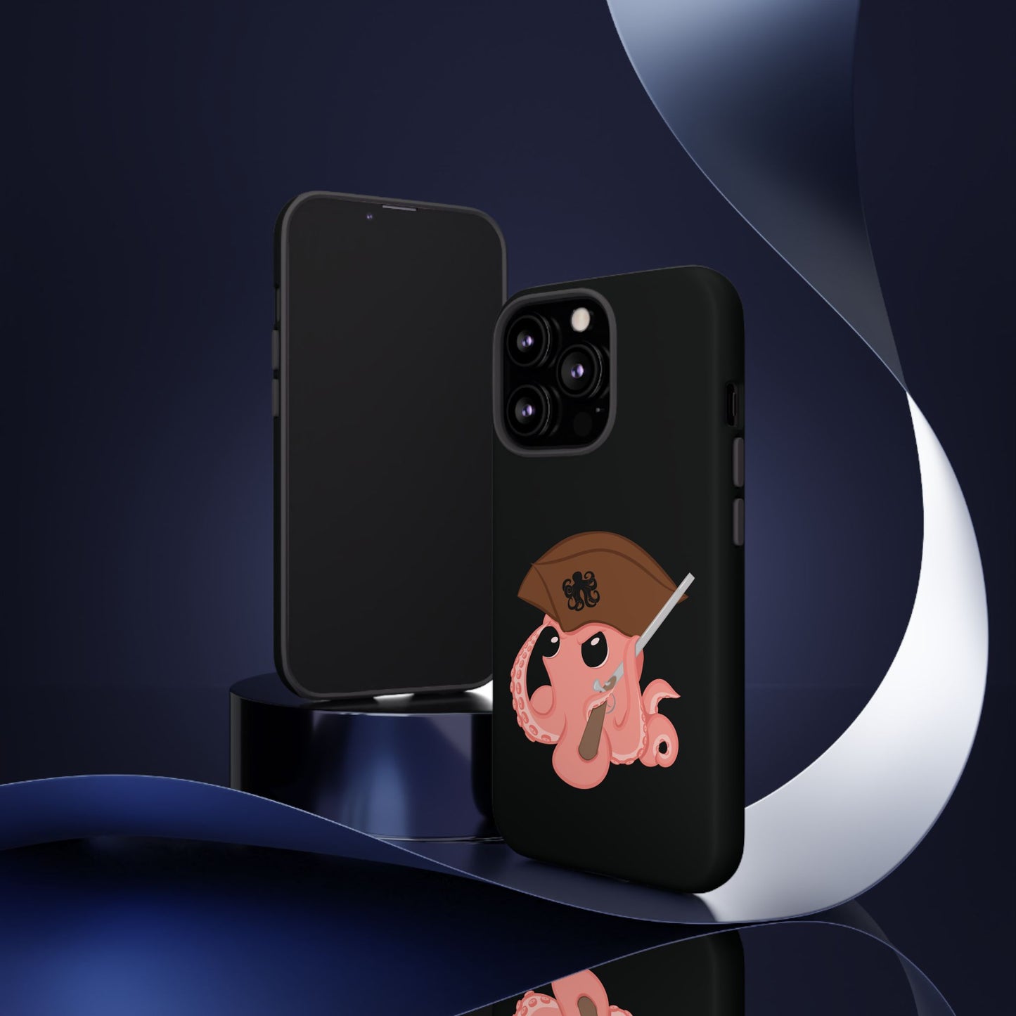Phone case featuring a cartoon pirate themed original mascot design by the Octopus Revolution.