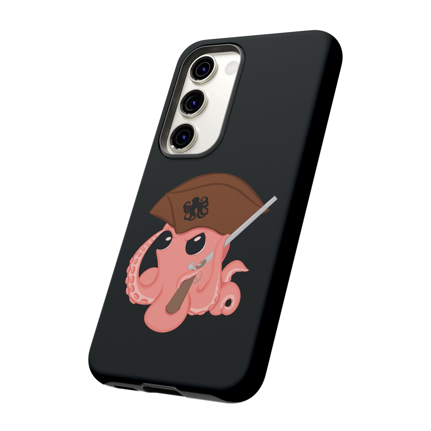 Phone case featuring a cartoon pirate themed original mascot design by the Octopus Revolution.