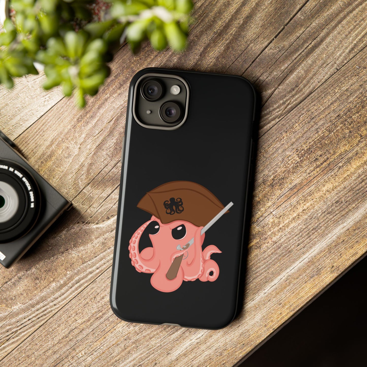 Phone case featuring a cartoon pirate themed original mascot design by the Octopus Revolution.