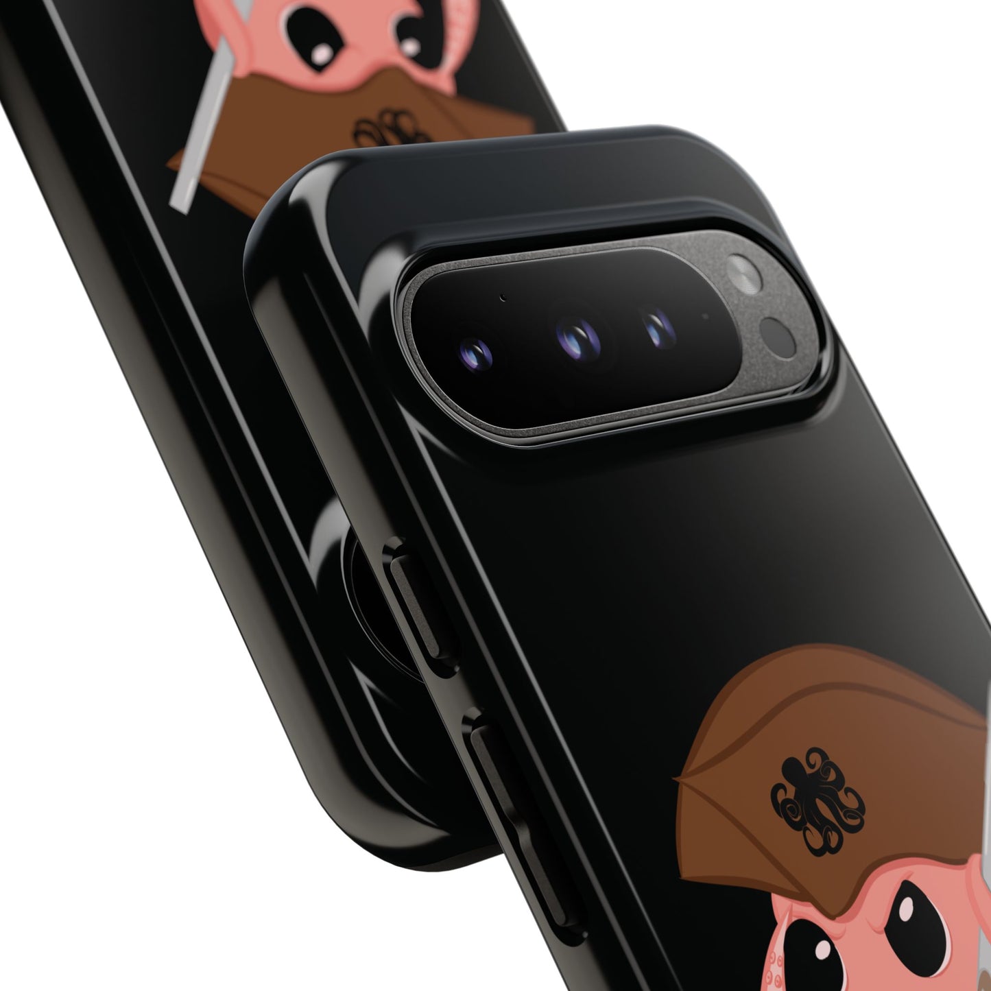 Phone case featuring a cartoon pirate themed original mascot design by the Octopus Revolution.