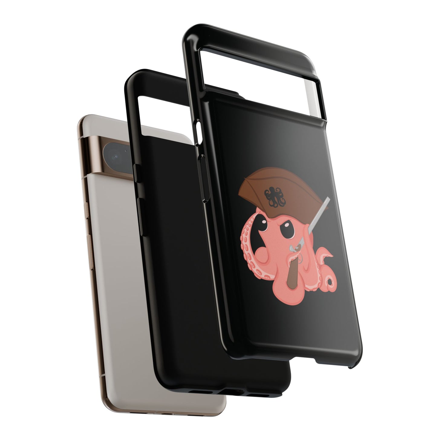 Phone case featuring a cartoon pirate themed original mascot design by the Octopus Revolution.