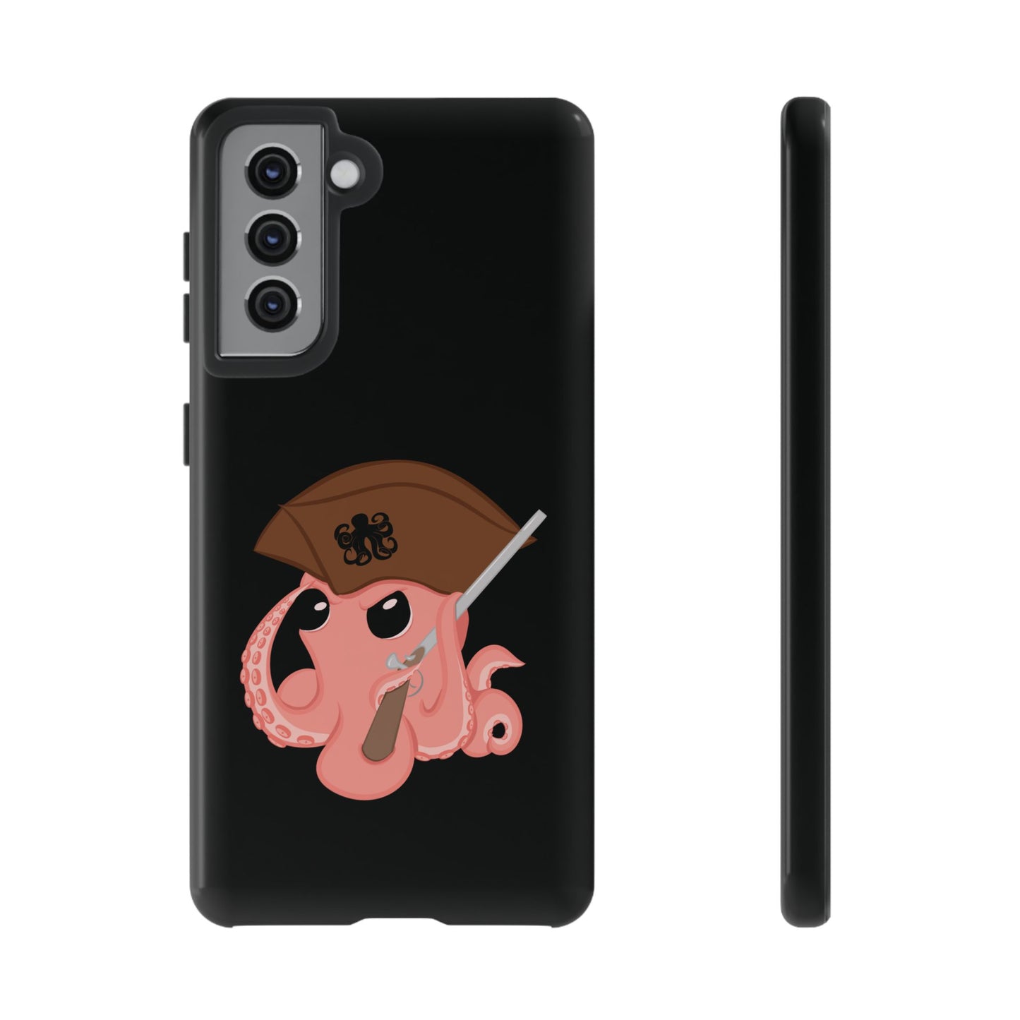 Phone case featuring a cartoon pirate themed original mascot design by the Octopus Revolution.