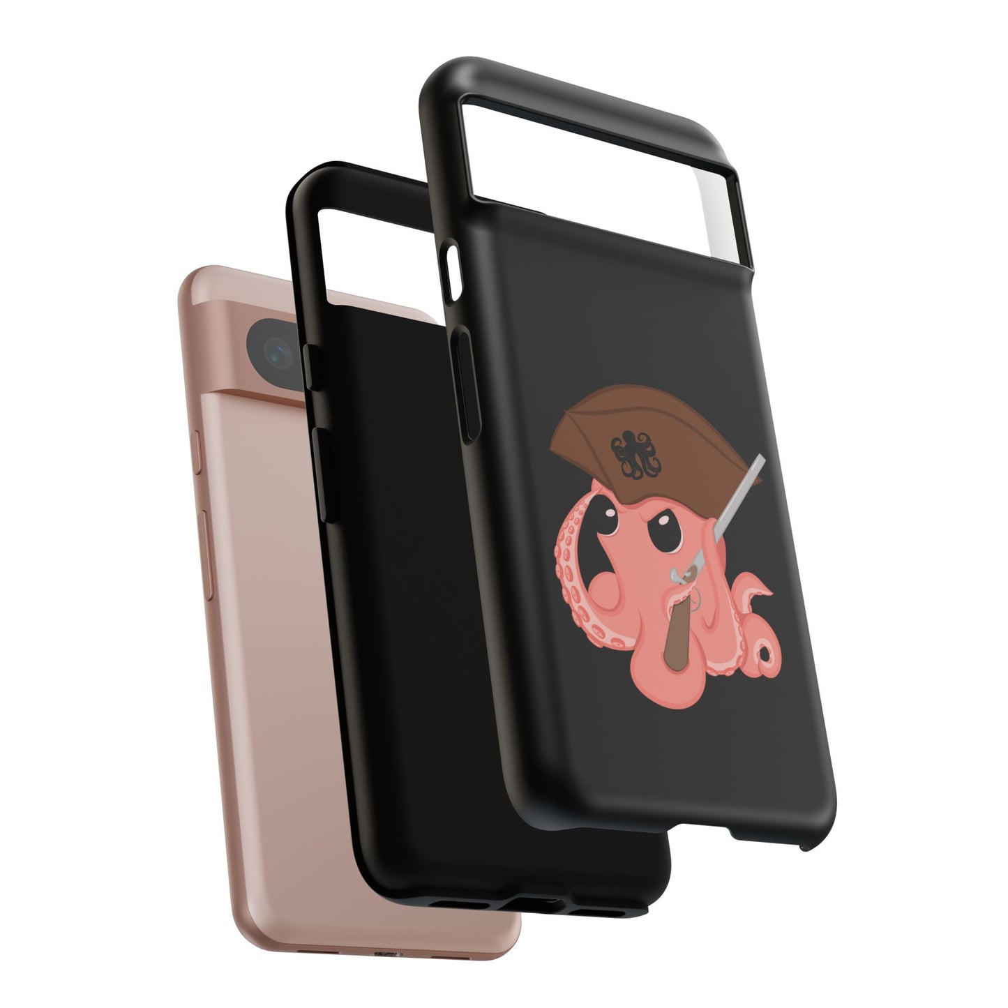 Phone case featuring a cartoon pirate themed original mascot design by the Octopus Revolution.