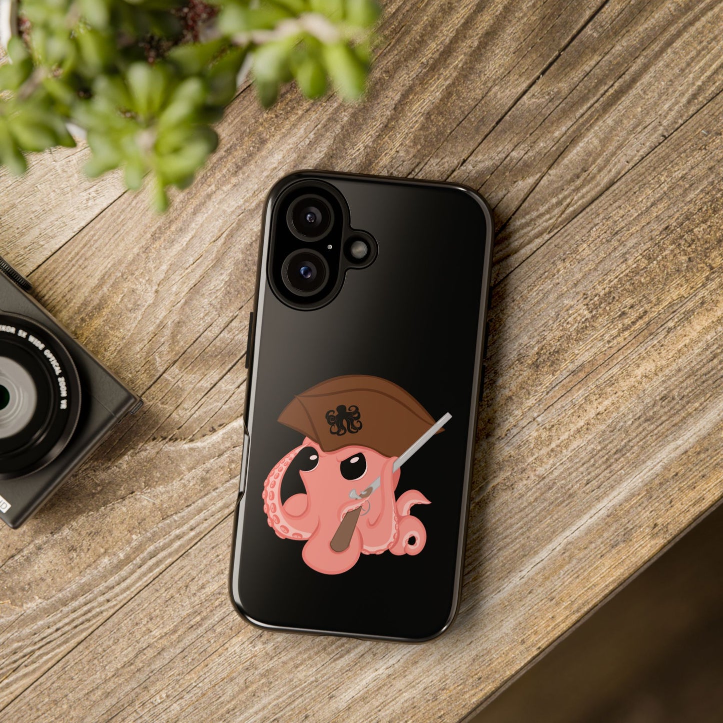 Phone case featuring a cartoon pirate themed original mascot design by the Octopus Revolution.
