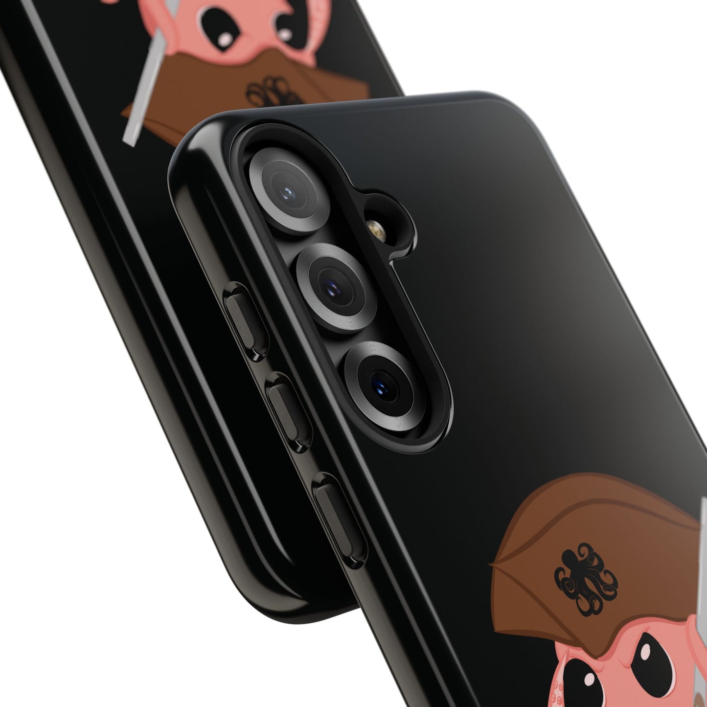 Phone case featuring a cartoon pirate themed original mascot design by the Octopus Revolution.