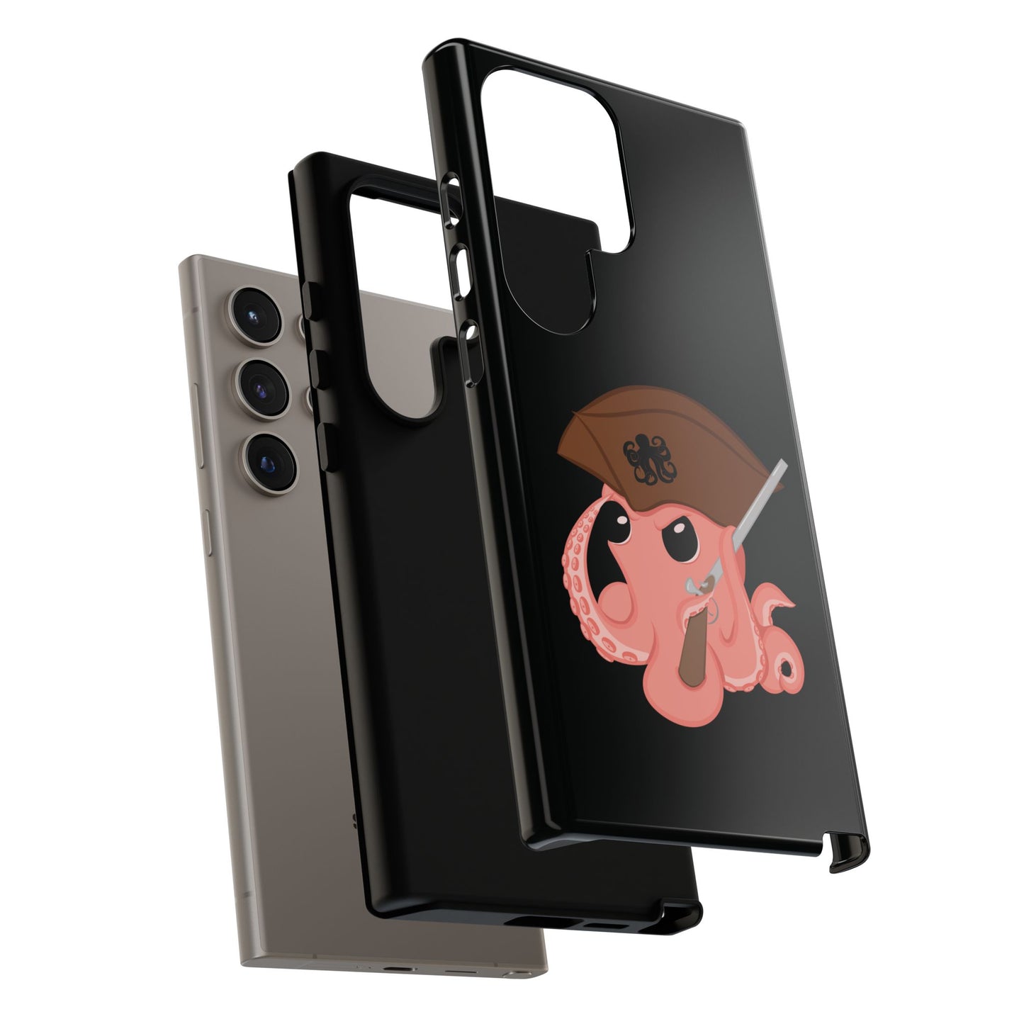 Phone case featuring a cartoon pirate themed original mascot design by the Octopus Revolution.