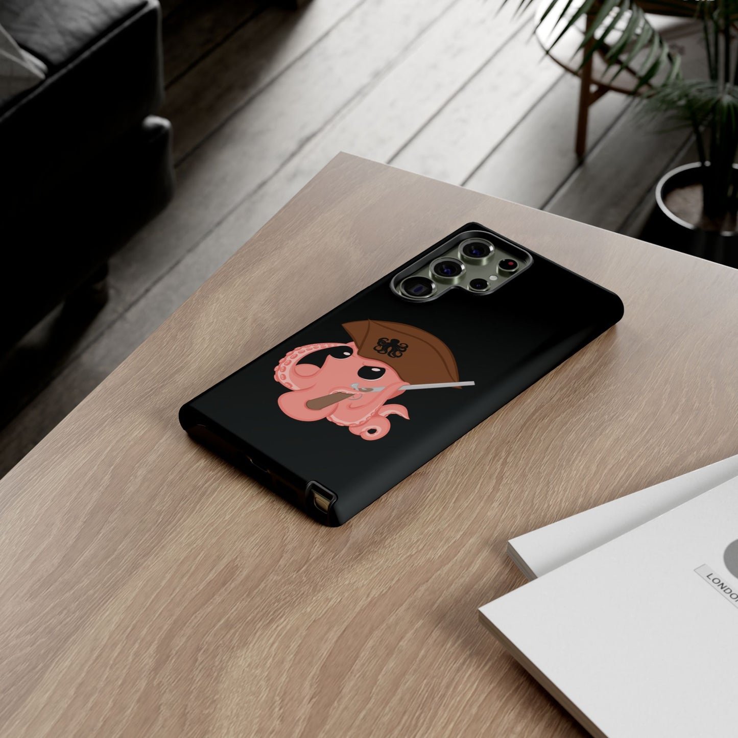 Phone case featuring a cartoon pirate themed original mascot design by the Octopus Revolution.
